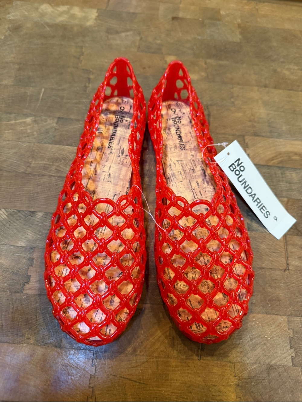 No Boundaries Red Women's Lattice Jelly Flats Women’s Sz 9 shoes
